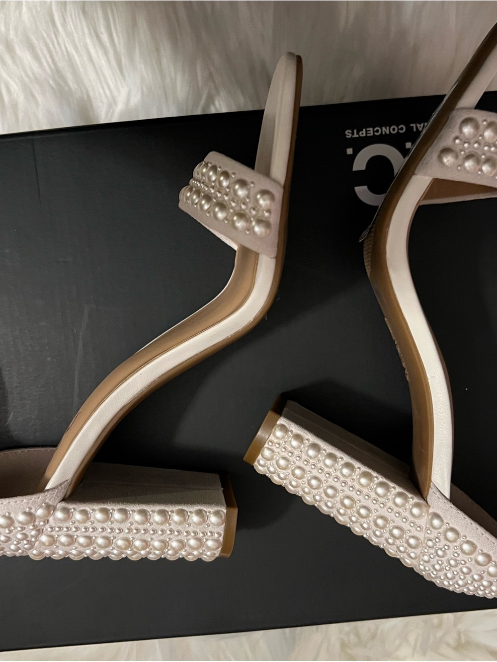 INC International Concepts Pearl-Embellished Heeled Sandals - White - Picture 8 of 11